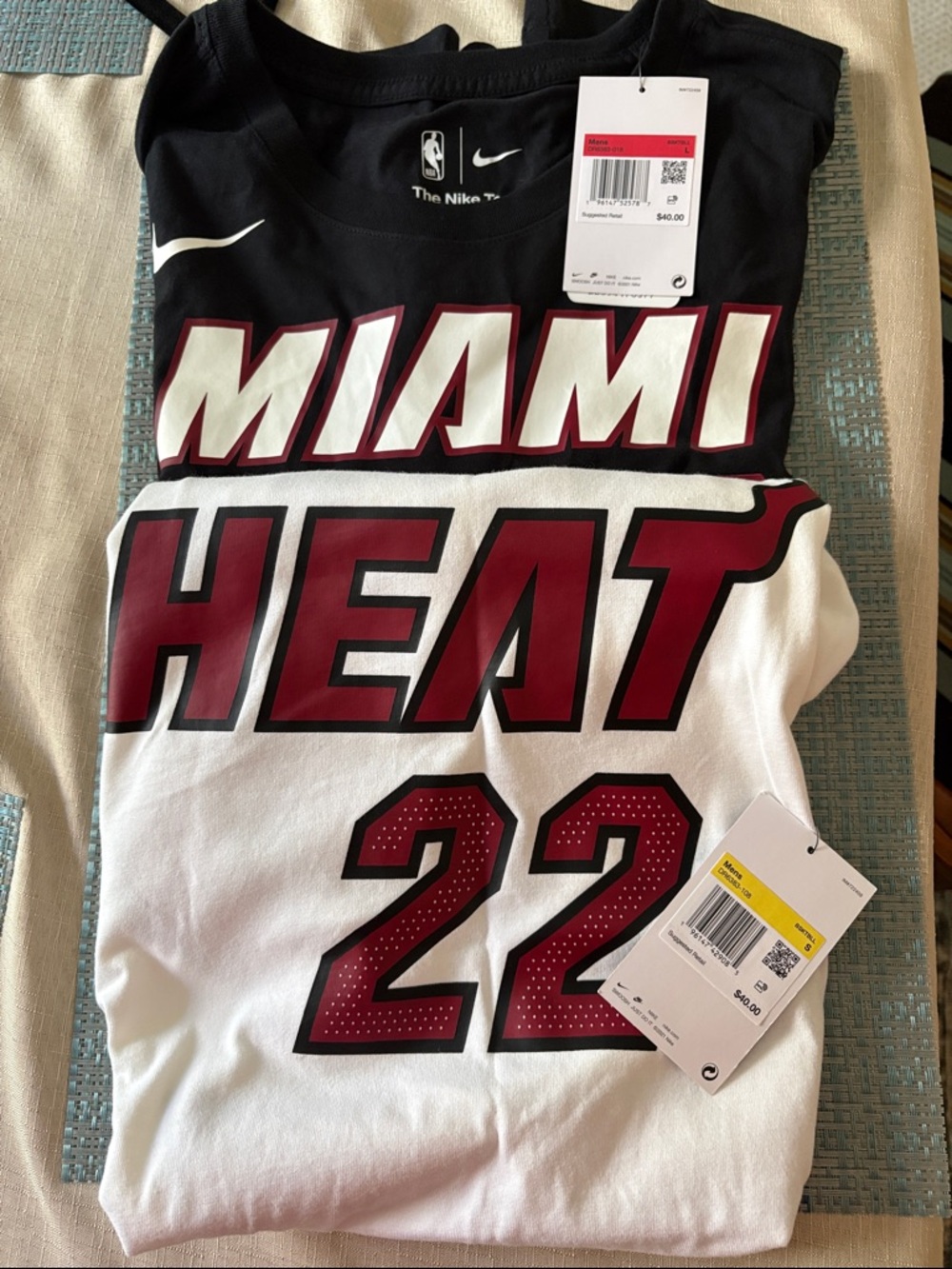 NWT Set of 2 Nike Miami Heat #22 Shirt - Black, White & Red-Accent “Butler”